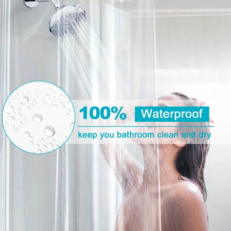 EurCross 96 inch Extra Wide Clear Shower Curtain Liner,Waterproof Heavy Duty PEVA Transparent Shower Liner 96x72 inch with 5 Magnets and 16 Plastic Hooks - Image 2